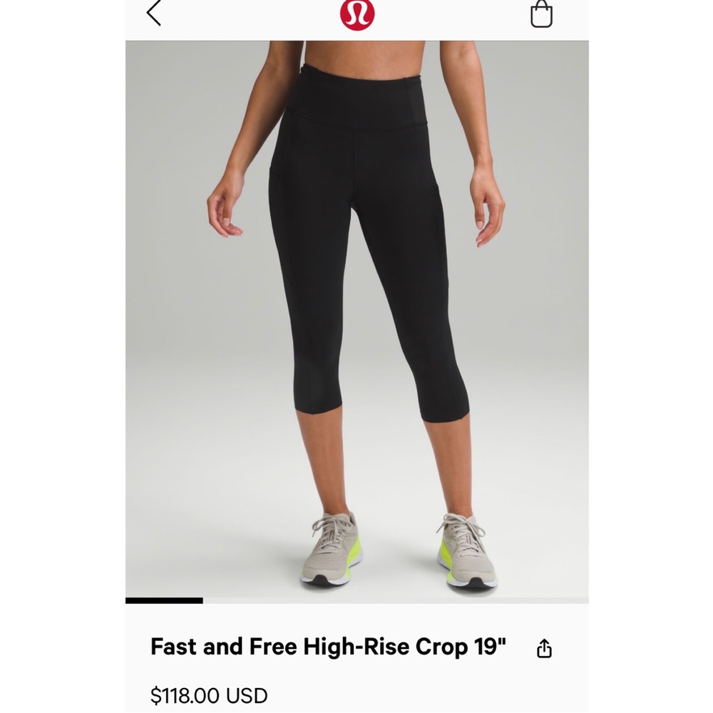 Lululemon Fast & Free High Rise Crop 8